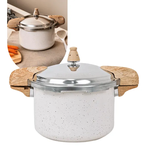 Panela de Pressão Brinox 5,4L Pressure Ceramic Life Indução Cor Vanilla