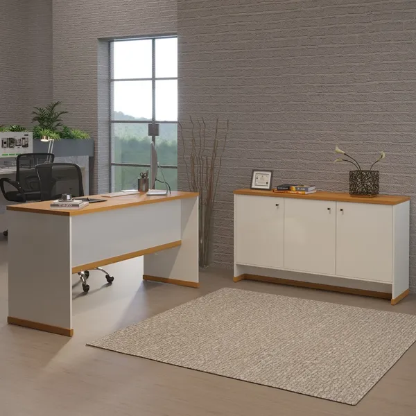 Conjunto Escritório Office Mesa e Buffet Berlin - ViaNossa