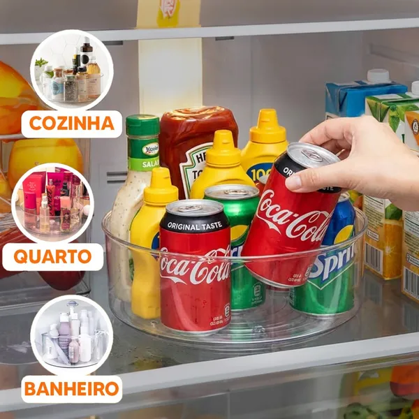 Organizador Giratório Porta Tempero Multiuso De Armário Cozinha Geladeira
