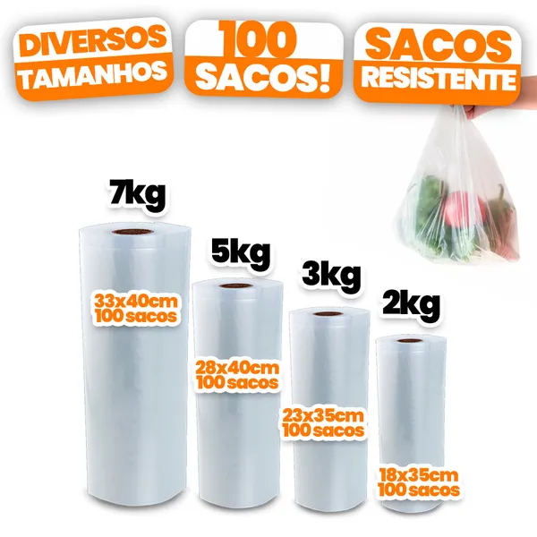 Bobina Plástica Picotada Sacos plásticos saquinhos alimento Mercado Freezer todos os tamanhos