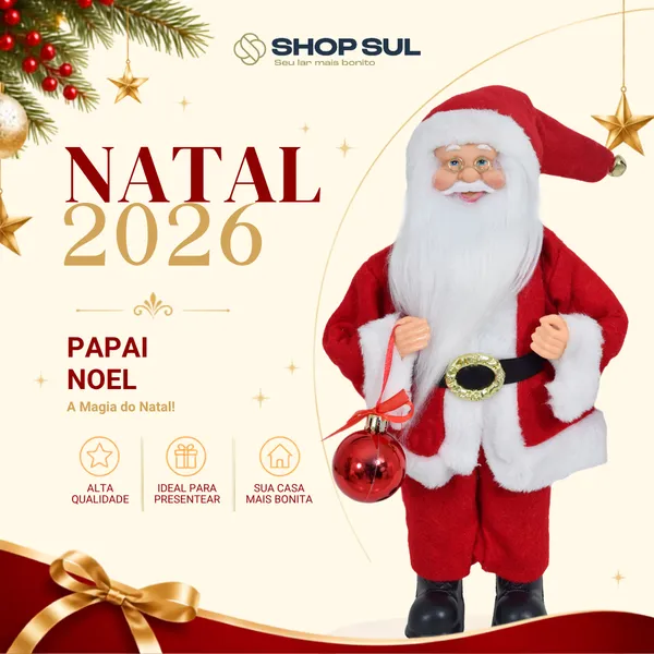 Papai Noel Decorativo em Tecido 30cm Decoração de Natal Shopsul