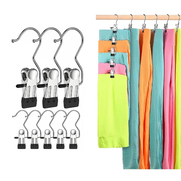 Kit 5/10/20 Cabide Metal Com Prendedor Clip Para Pendurar Calça Armário Presilha Roupas Gancho Giratório