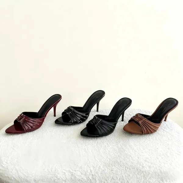 Chinelos Mules De Salto Alto Sandália Sildes Sandálias Femininas Agulha Dedos Pontiagudos Sapatos Sociais Moda Sexy