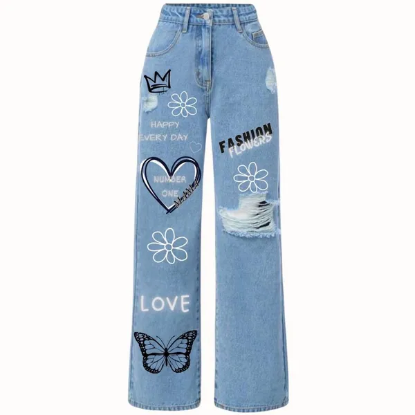 Calça jeans wide leg infantil juvenil (10-16)