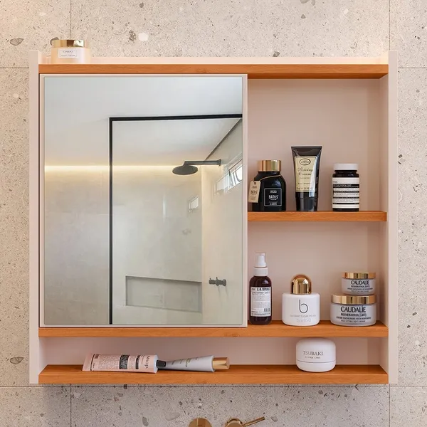 Espelheira Suspensa Para Banheiro Closet Porta e Nichos Ganchos Toalhas Genova Aqua Organizadora