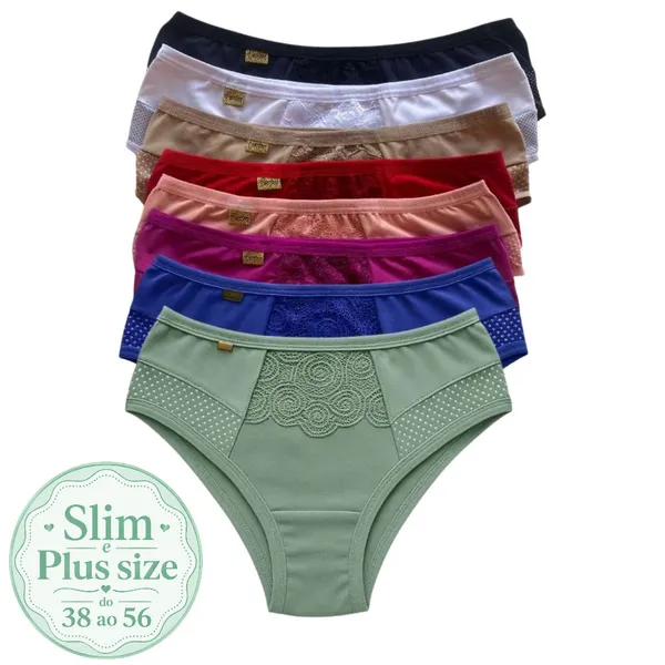 Kit Calcinha Cintura Alta Pós Parto Gestante Renda Lingerie Feminina Forro 100% Algodão