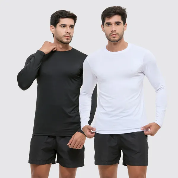 Kit 2 camisa termica masculina blusa uv masculino segunda pele com proteção solar 50+