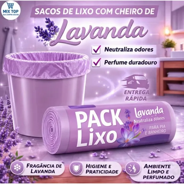 Pack Saco Lixo Lavanda Para Pia e Banheiro Fragrância Duradoura!!