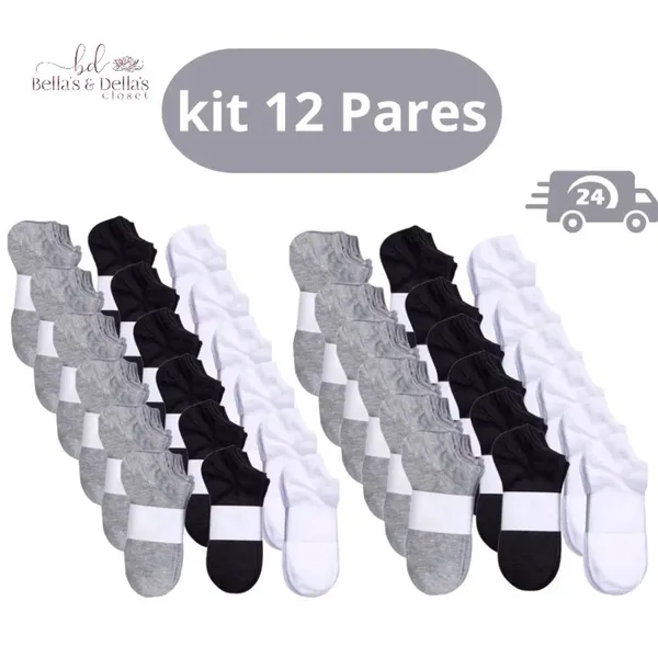 Kit Até 12 Pares De Meias Soquete Unissex Cano Curto