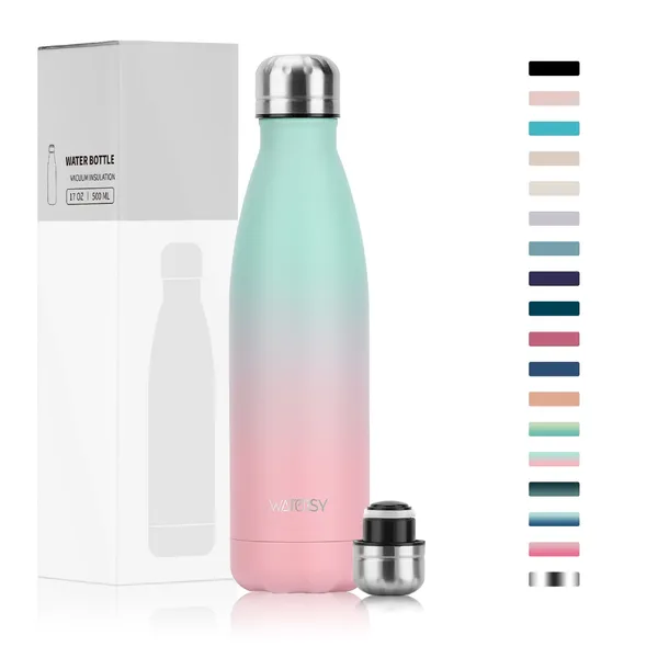 WATERSY Garrafa Térmica 500ml Inox 304 Sem BPA 24h Gelada 12h Quente Portátil Academia Futebol
