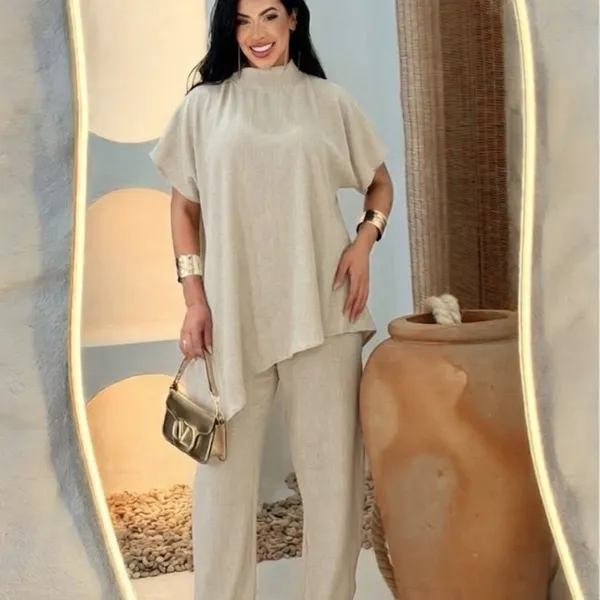 Conjunto Assimétrico Ana ruga gola alta elegante confortável