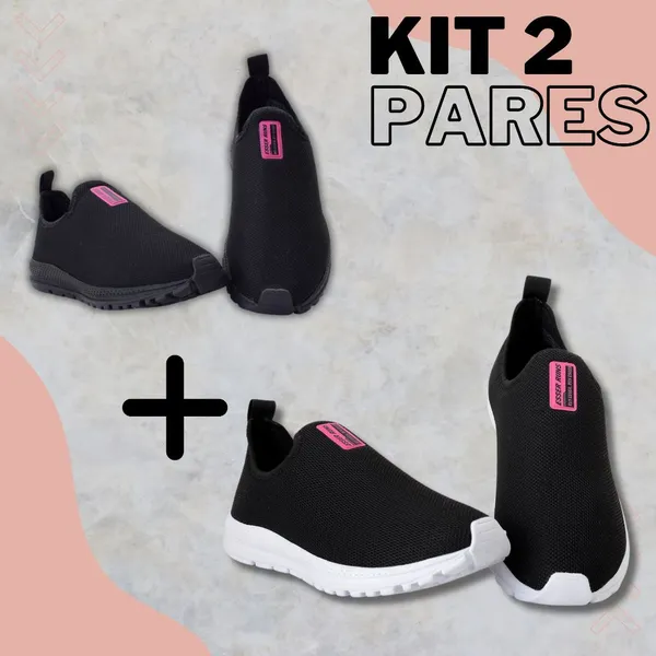 Kit com 2 Tênis Meia  Femininos Slip On