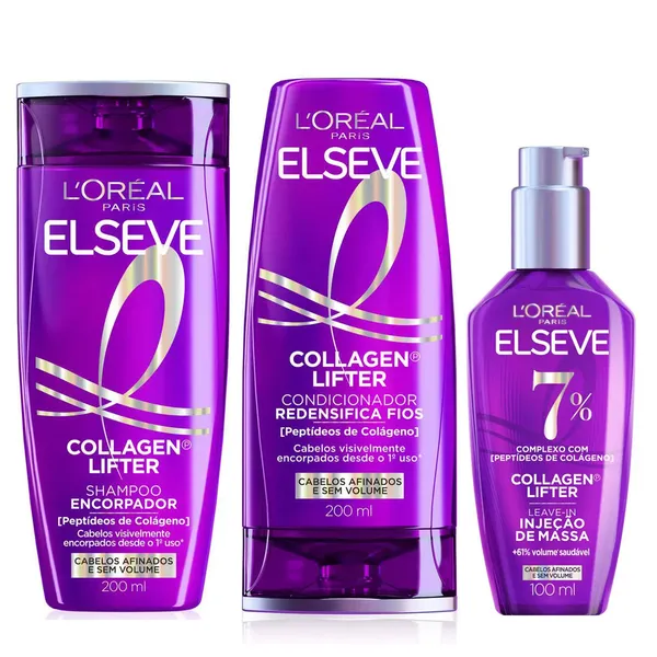 KIT ELSEVE COLÁGENO LIFTER SH + COND + LEAVE-IN DE MASSA 100ML