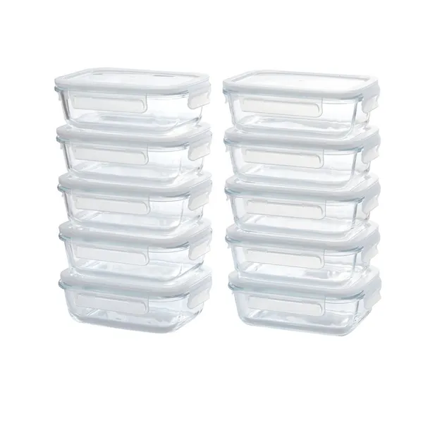 Pote Hermético Haushop Kit 10 Potes de Vidro Reforçado