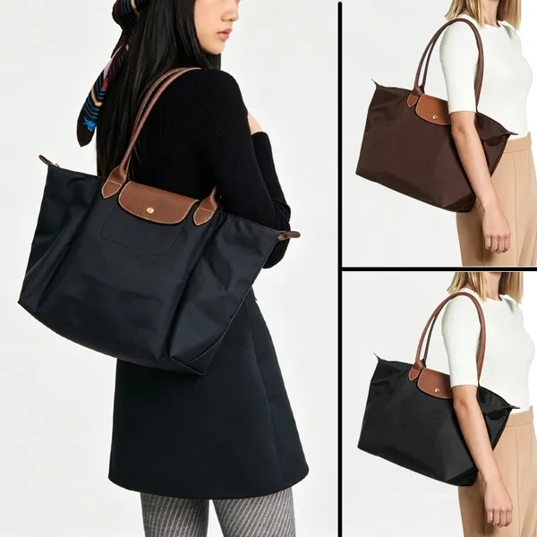 Bolsa longchample tote feminina com alça longa, bolsa de ombro, sacola de compras à prova d'água