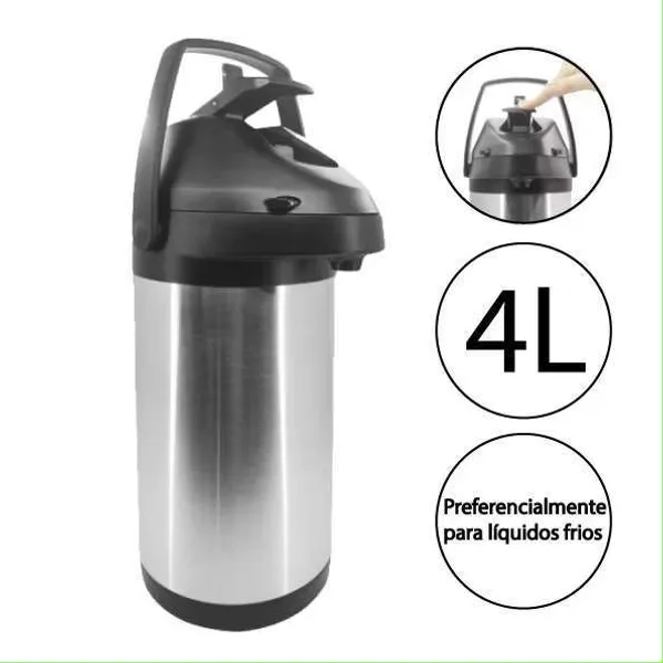 Garrafa Térmica Inox Café Água Restaurante 4 Litros Tereré Mantenha Quente E Frio