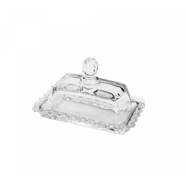Manteigueira de Cristal com Tampa 14cm Wolff Pearl Incolor para Servir e Proteger a Manteiga
