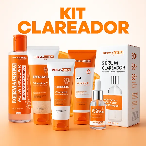 Kit Skin Care Clareador Facial Completo Vitamina C para Manchas, Melasma e Anti-idade