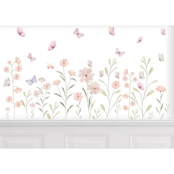 Adesivo Decorativo De Parede Em Recorte Sem Fundo Floral Borboletas