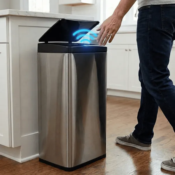 Lixeira Cozinha Automática Sensor Inteligente Aço Inox 50 Litros Premium