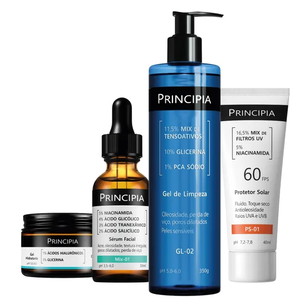 PRINCIPIA KIT ANTIACNE AVANÇADO GL-02 COM: GL-02 350G + MIX-01 + PS-01 FPS 60 + GH-01