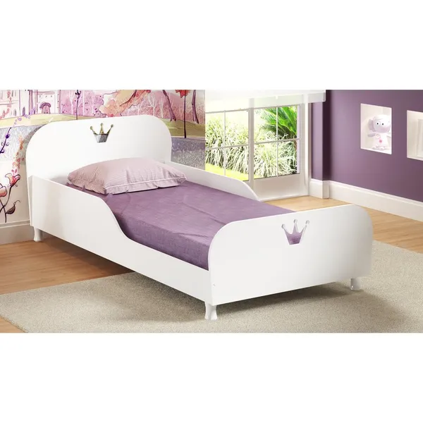 Cama Infantil Realeza para colchão 88 x 188 cm 100% MDF Multimóveis Branca 3 anos de garantia