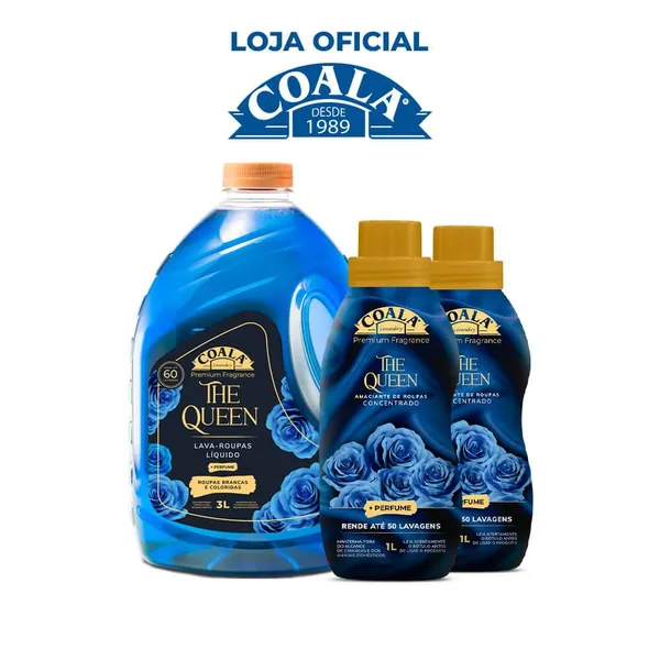 Kit Coala Laundry 1 Lava Roupas 3L + 2 Amaciantes - The Queen