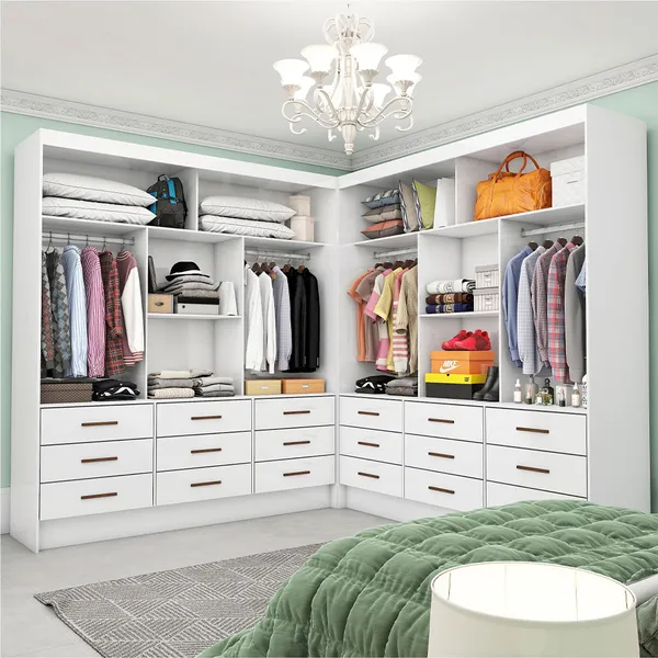 Closet Casal Duplo Sevilha ​Premium 18 Gavetas sem Portas Carioca Móveis