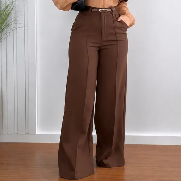 Calça Alfaiataria Feminina Pantalona Cintura Alta Premium com Cinto de Brinde Elegante Confortável