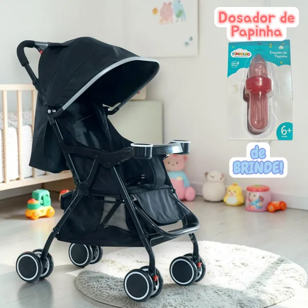 Carrinho de Bebê Passeio Assento Acolchoado Reclinável Até 20kg Com Porta Copos +BRINDE