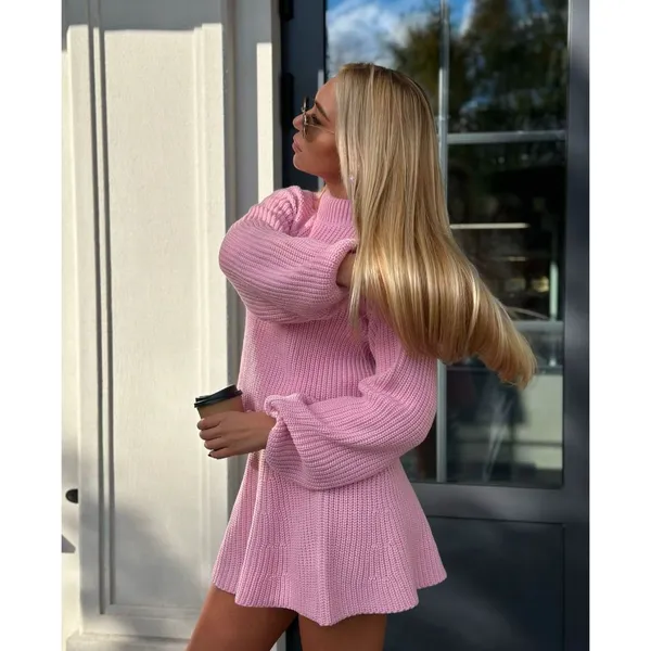 Conjunto Tricot Feminino Saia Godê e Blusa Manga Bufante Moda Blogueira Gringa Outono Inverno
