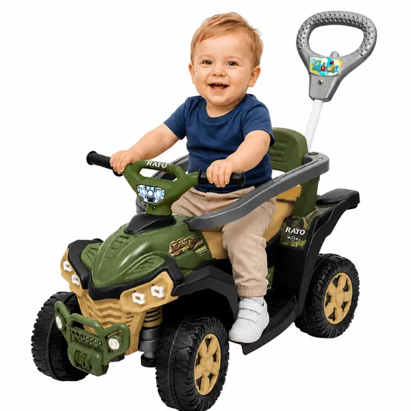 Carrinho de Passeio Infantil Quadriciclo Andador Empurrador Com Buzina e Cinto de Segurança