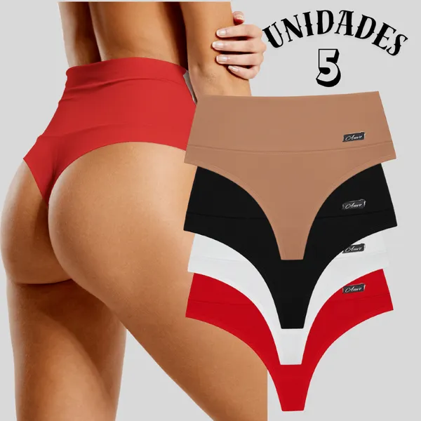 Kit Calcinhas Modeladora Cós Alto Fio Duplo Lingerie Cintas Levanta Bumbum Não Marca Roupa