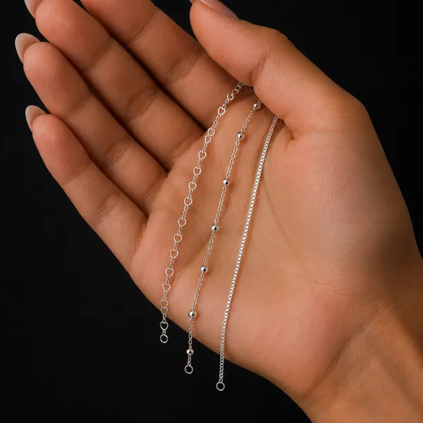 Kit 3 Pulseiras Feminina Prata 925 Modelos Coração Bolinha e Pipoca
