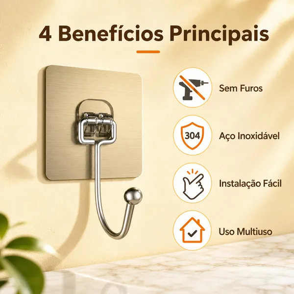 KIT 10/20/30 Gancho Adesivo/ Parede Multifuncional Autocolante Casa Cozinha Quarto Banheiro Organizado