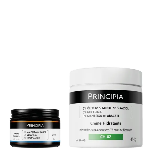 PRINCIPIA KIT HIDRATAÇÃO DUPLA C/ CREME HIDRATANTE CORPORAL CH-02 + CREME HIDRATANTE FACIAL CH-01