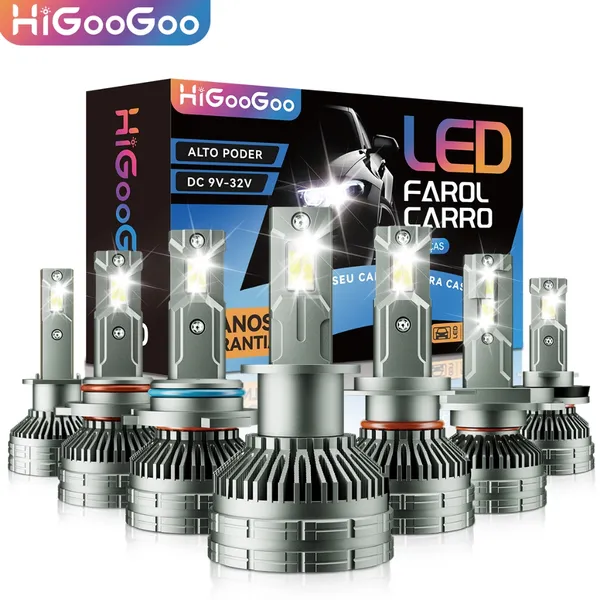 HIGOOGOO PAR G70 40000LM 200W LED LÂMPADAS DE FAROL DE CARRO ALTO BRILHO PARA H1 H3 H4 H7 H11 H27 9005 9006 6500K 9V-32V