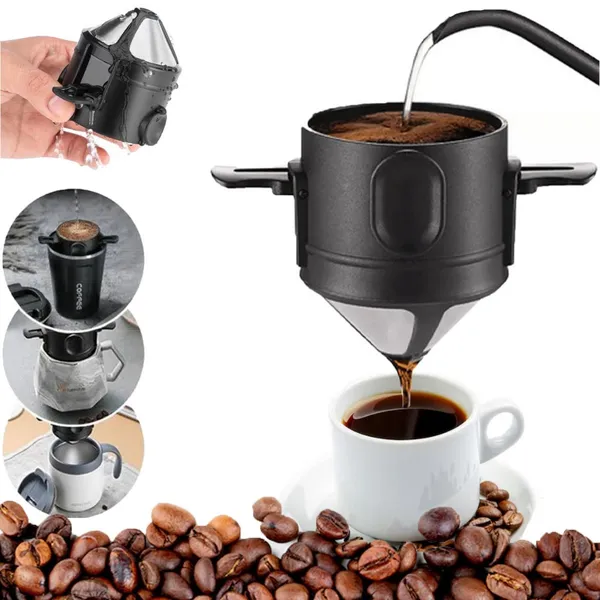 Mini Filtro De Café Chá Coador De Café Sem Papel Reutilizável Portátil Inox para casa, escritório e viagens