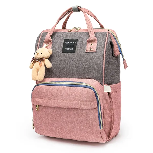 Bolsa Mochila Maternidade Madami Multifuncional Espaçosa Gancho Carrinho