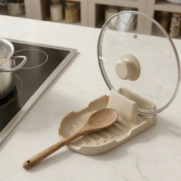 Organizador Utensílios Cozinha Suporte Tampa Colher Bancada