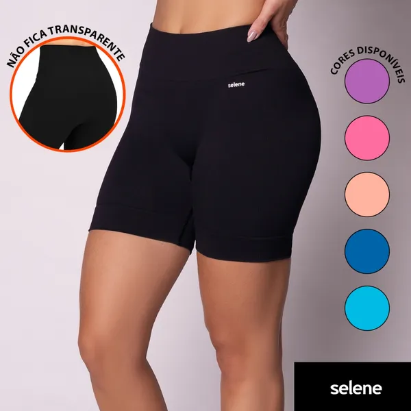 Short Legging Selene Poliamida Academia Sem Costura Resistente Sem Transparência Bermuda Fitness