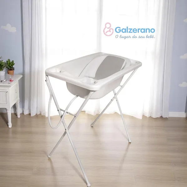 Banheira Para Bebê Galzerano Acqua Trio Branca Até 20Kg Com Suporte