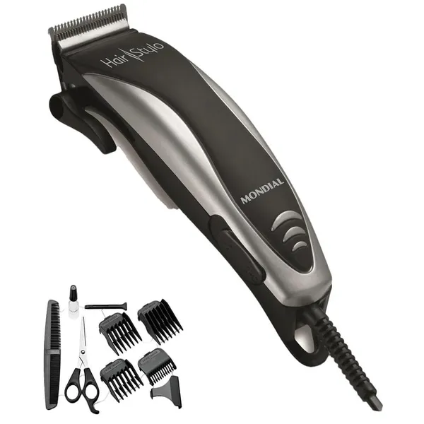 MÁQUINA DE CORTAR CABELO MONDIAL HAIR STYLO CR-02 4 COM PENTES