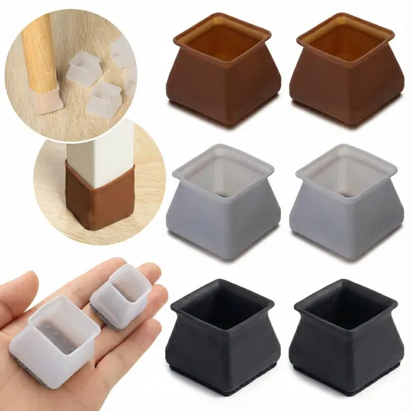 Protetor de Silicone para Pés de Cadeira Quadrado Pezinho Amortecedor Anti Ruído Risco Piso Mesa