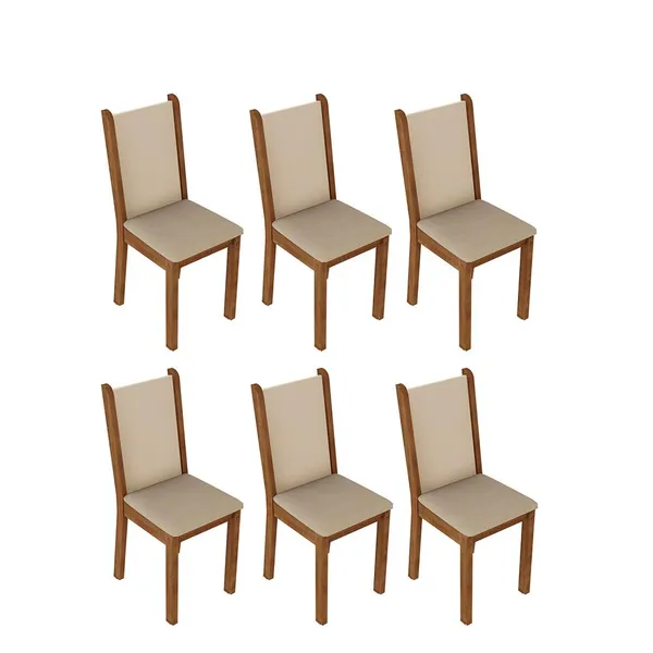 KIT 6 CADEIRAS DE JANTAR 4291 MADESA RUSTIC/CREMA/PÉROLA