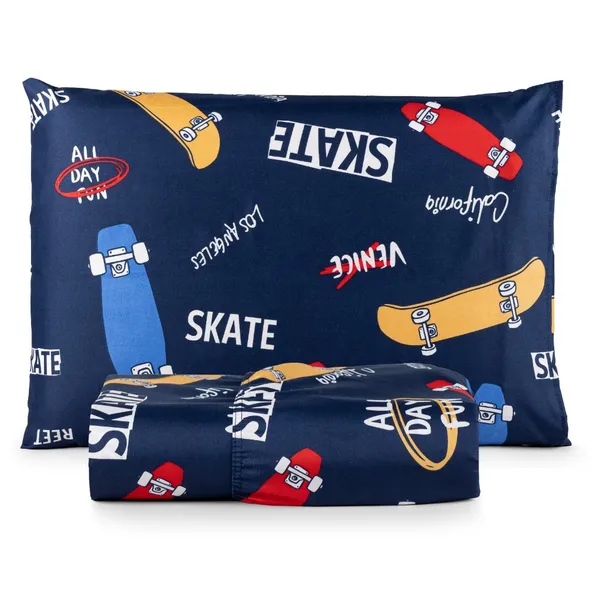 Jogo de Lençol com Elástico Solteiro 02 Peças Cama Box 200 Fios Toque Macio