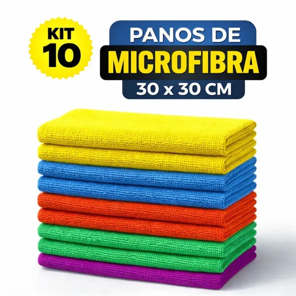 Kit 10 Panos de Limpeza em Microfibra Alta  Absorção Multiuso