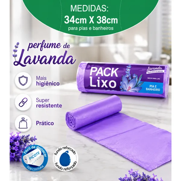 40 Sacos Para Lixo Banheiro & Pia Neutraliza Odorizador Lavanda