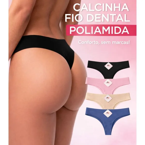 Calcinhas Fio Dental Sem Costura Corte a Laser Acabamento Top