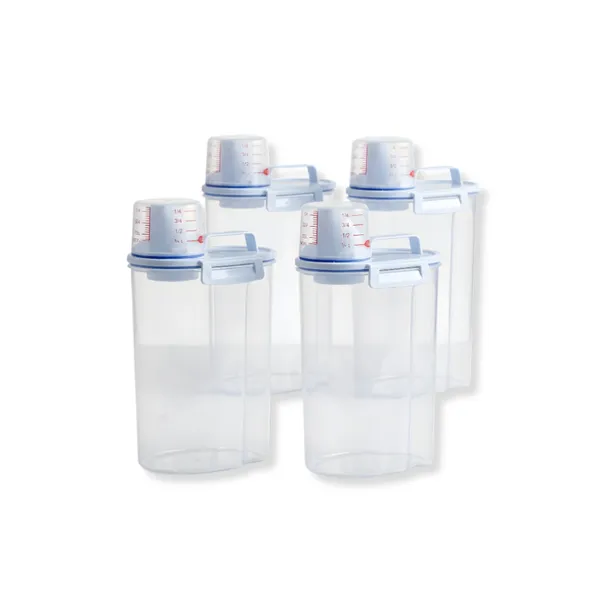 Kit 4 unids Pote Hermético 2L Premium Com Medidor Organizador De Alimentos Mantimentos Arroz
